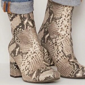 Free People Snake Print Heeled Boots